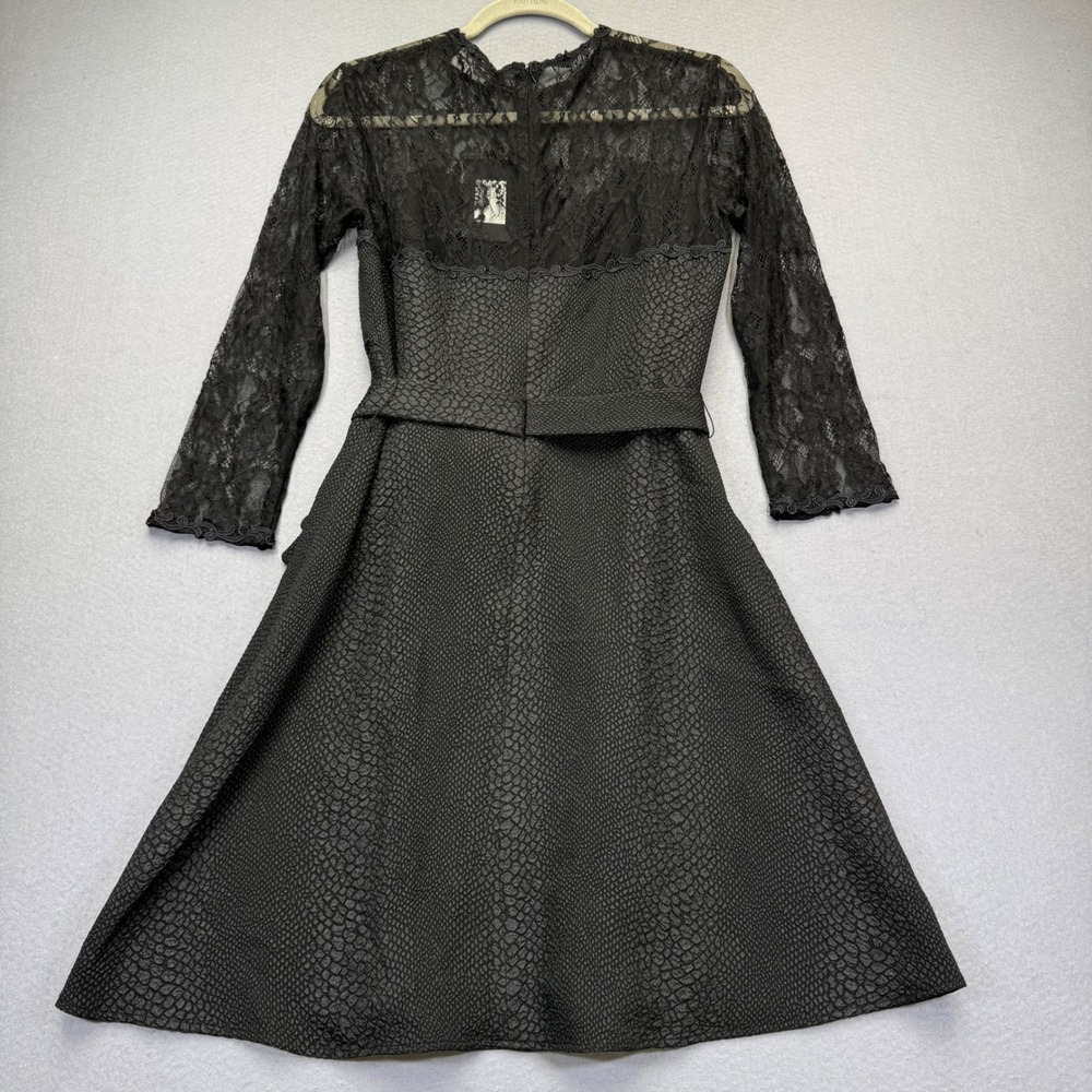 The Kooples Black Snakeskin Lace Fit Flare Dress FR1635 BLA01 Size 3 L - Picture 7 of 10